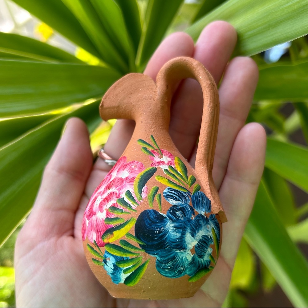 🔸 FINAL PRICE 🔸 Mini hand painted terracotta pitcher jug vase Portugal - Picture 7 of 8